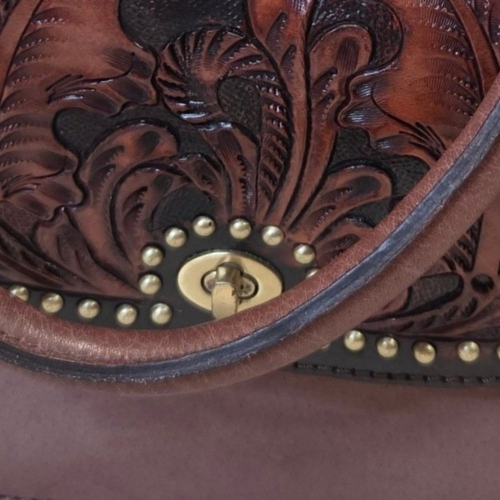 American Darling Genuine Leather Cowhide Western Tote Bag Brown Women Rodeo Good